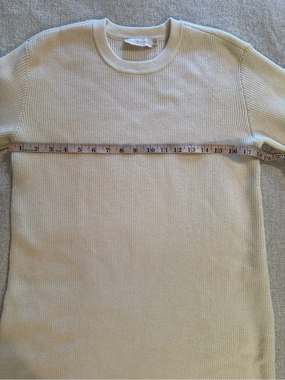 Tory Burch Ashley Wool Ruffle Sweater Dress Cream/Ivory Medium